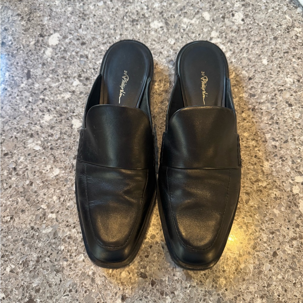 3.1 Phillip Lim Black Leather Slip-On Loafers